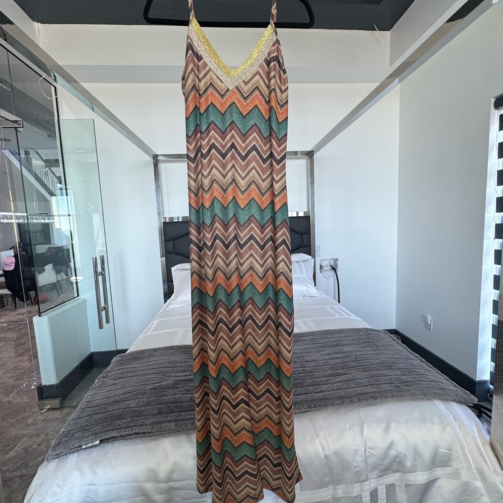 New York & Company Multicolor Chevron Maxi Dress Women’s Size M